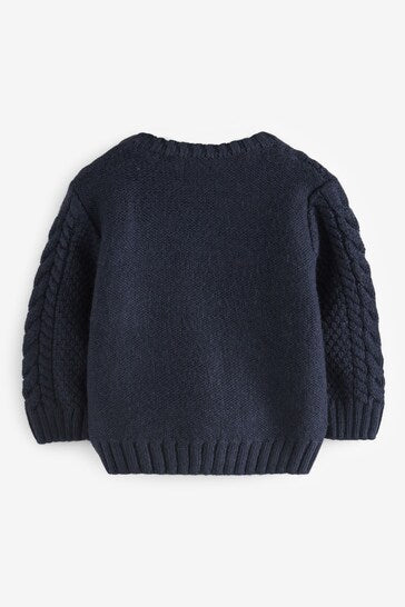 |Boy| Cable Crew Jumper - Navy Blue (3 meses a 7 anos)