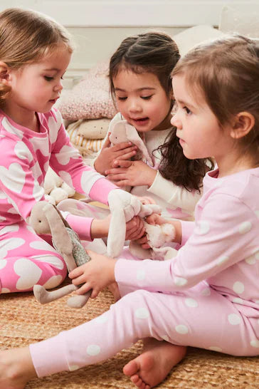 |Niña| Pack de 3 Pijamas Corazones, Lunares y Estrellas (9 meses a 8 años)