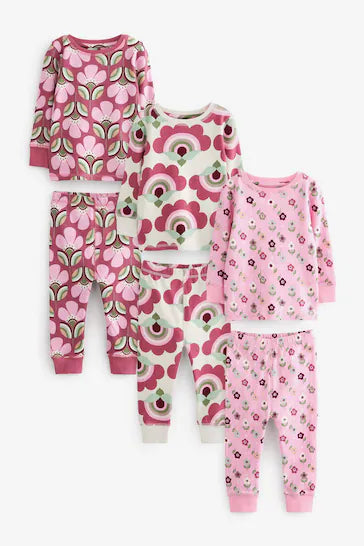 |Niña| Pack de 3 Pijamas Estampado Retro (9 meses a 12 años)