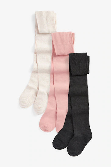 |Niña| Pack de 3 medias de algodón rico - Rosa/Gris/Crema