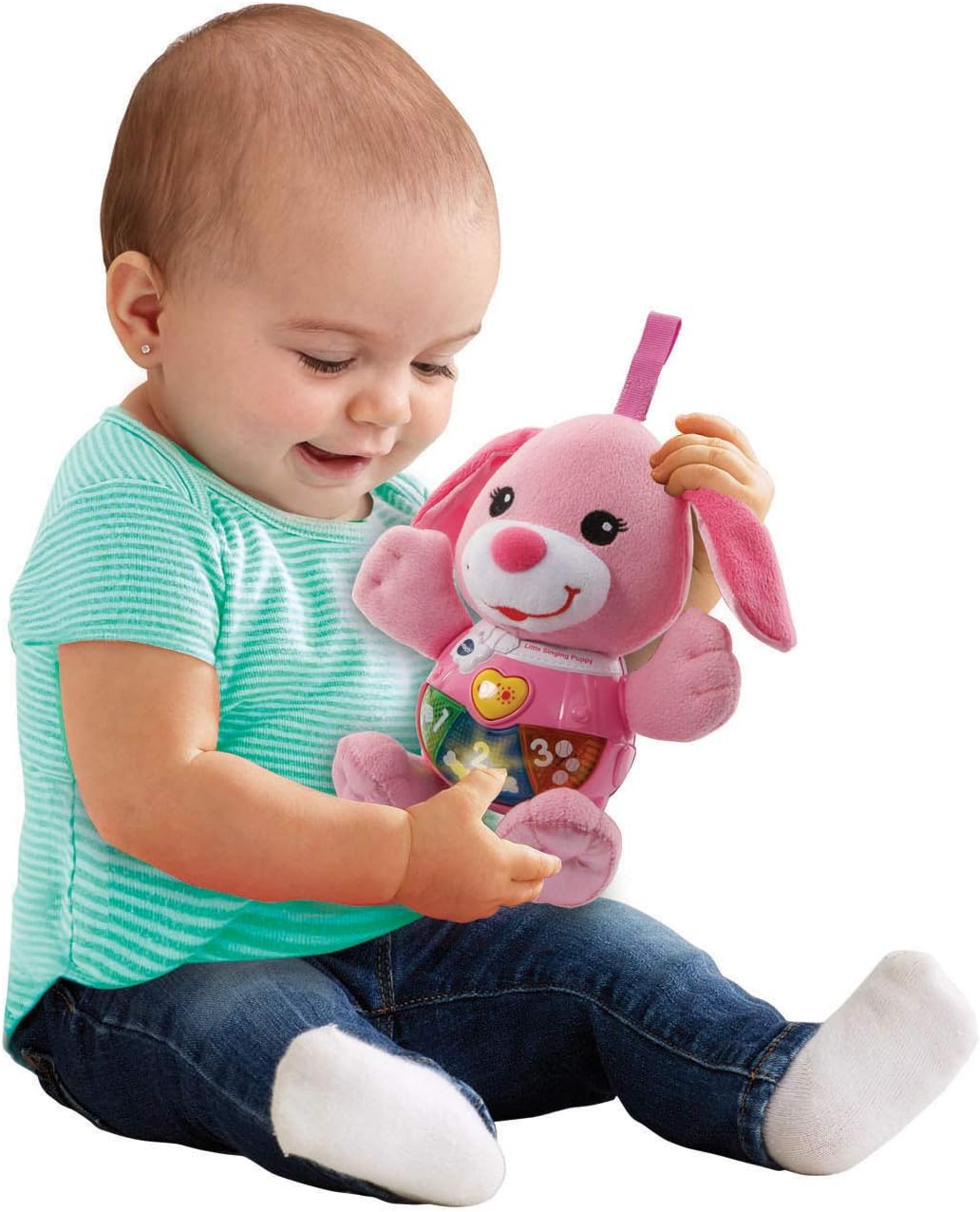 VTech 502353 Cachorrinho Cantor, Brinquedo Educacional, Brinquedo Musical Interativo para Bebês com Luzes e Sons, Presente Adequado para Meninos e Meninas de 3 a 18 Meses, Rosa, 5,0 cm * 11,0 cm * 11,0 cm.