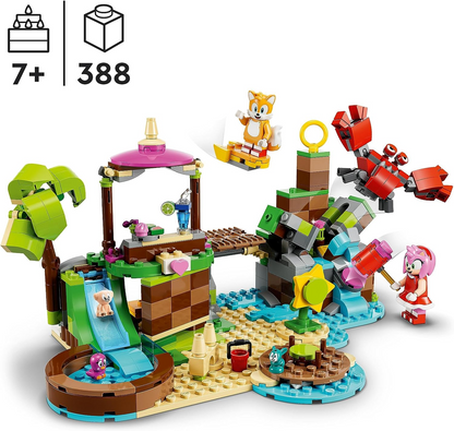 LEGO  76992 Sonic the Hedgehog Amy's Animal Rescue Island Playset, brinquedo montável com 6 personagens, incluindo figuras de Amy e Tails, presentes para crianças, meninos e meninas com mais de 7 anos