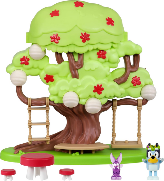 Bluey Playset da casa na árvore com esconderijo secreto de fadas, coroa de flores e figura secreta de fadas - inclui Bluey, balanço, rede e escada de corda para maiores de 3 anos com 4X ACESSÓRIOS 2X FIGURAS 1X PLAYSET DE ÁRVORE