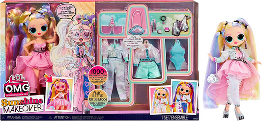 L.O.L. Surprise!   Boneca da moda OMG Sunshine Makeover Big Surprise - STELLAR GURL - Inclui mudança de cor UV ao sol, várias surpresas e acessórios fabulosos - Ótimo presente para crianças de 4 anos ou mais