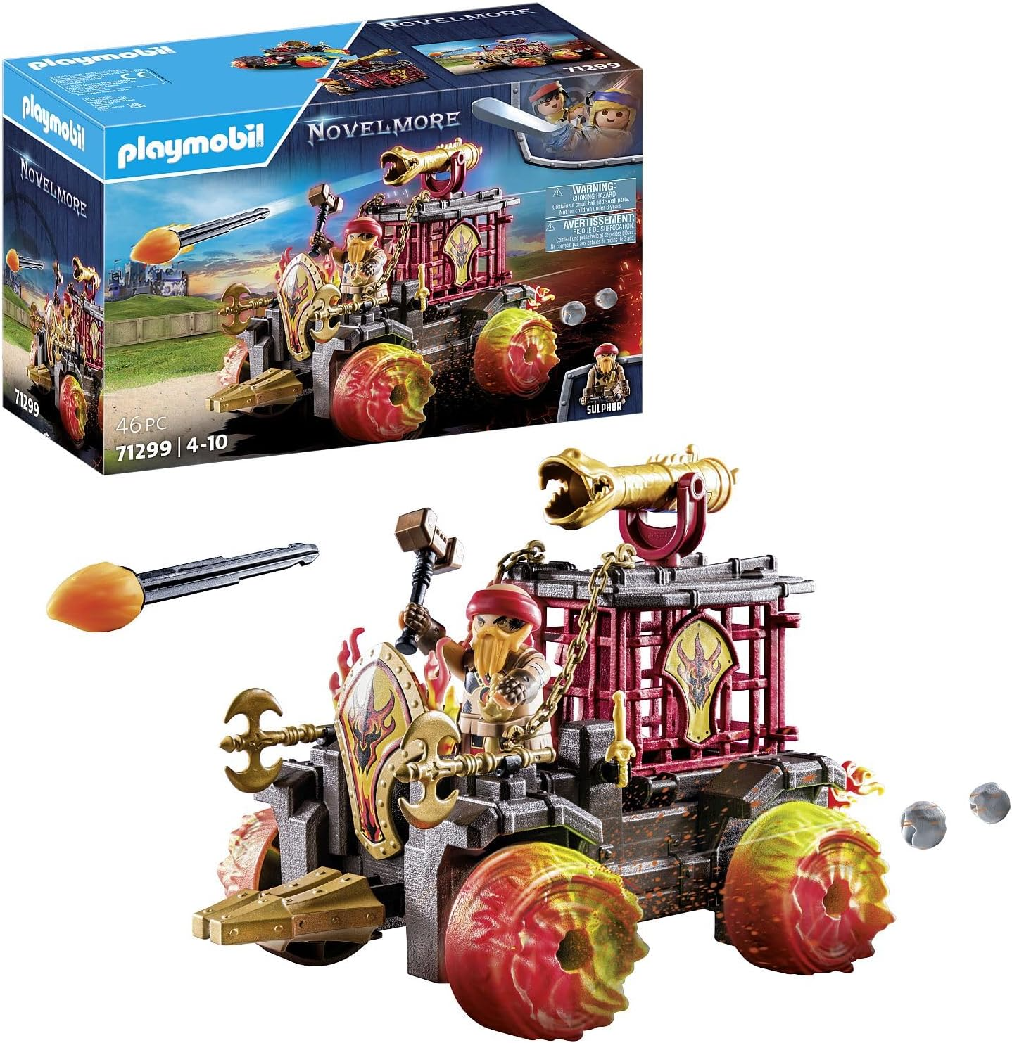 Playmobil  71299 Novelmore - Aríete de Burnham Raider, batalha entre Burnham Raider e Novelmore, castelo medieval, brinquedo de cavaleiros, dramatização divertida e imaginativa, conjunto de jogos adequado para crianças de 4 anos ou mais