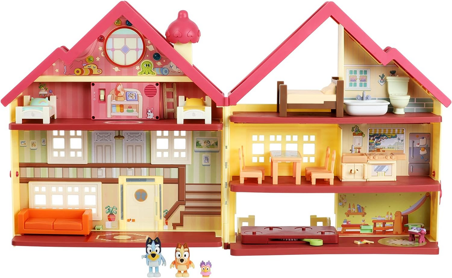 Bluey Ultimate Lights & Sounds Playhouse mobiliado, figuras e acessórios colecionáveis oficiais de 2,5 polegadas