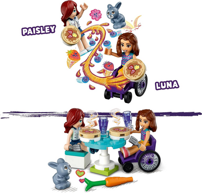 LEGO  41753 Conjunto de café Friends Pancake Shop, brinquedo criativo para meninas, meninos e crianças de 6 anos ou mais com mini bonecas Paisley e Luna, além de boneco de coelhinho, pequeno presente para crianças