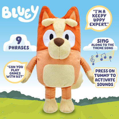 Bluey Bingo grande 30cm falando sons de pelúcia: personagem colecionável oficial fofinho brinquedo macio Jumbo