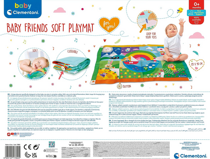 Clementoni 17802 Friends Play Mat, Playmate, Baby Tummy Time, Toddler 0 Meses, Early Years, Infant, New Born Soft Toys Gift, 100% Lavável, Multi-Color