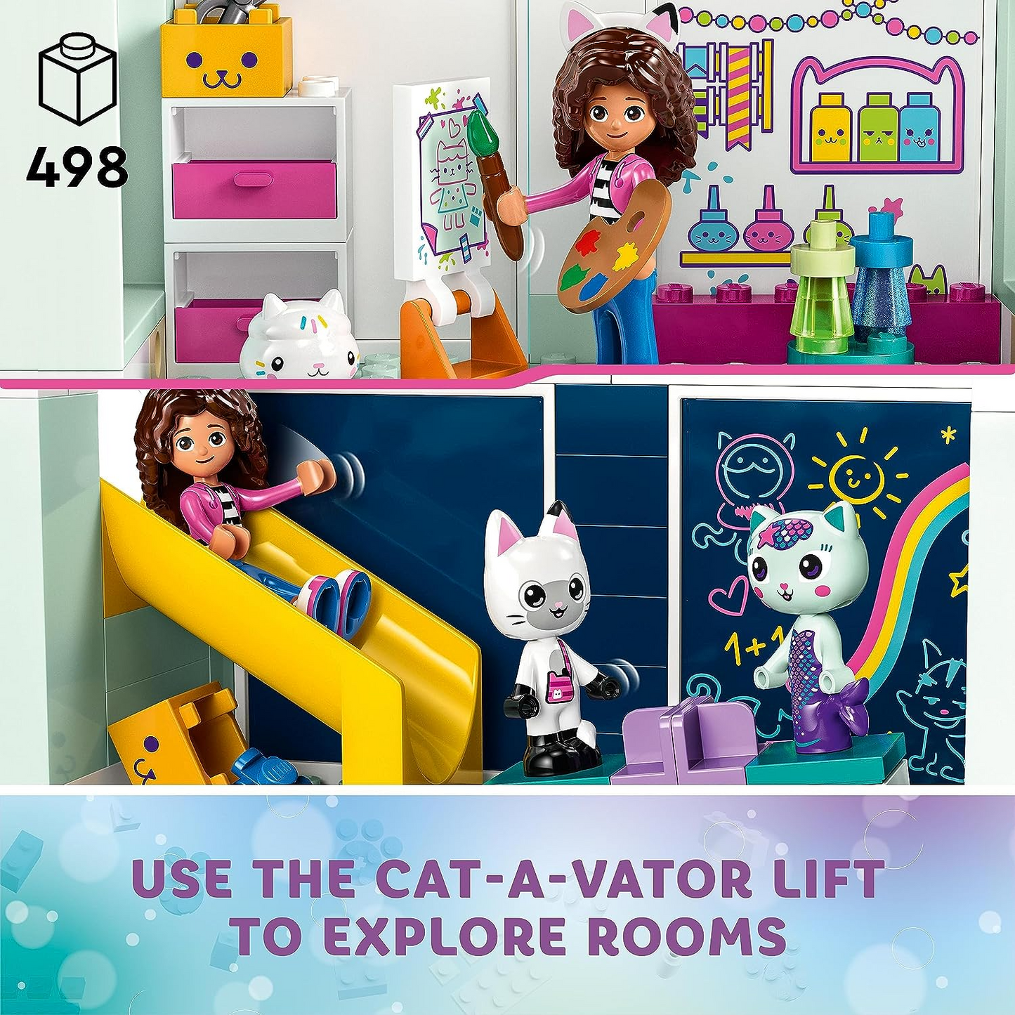 LEGO 10788 Gabby's Dollhouse Toy Playset, casa de bonecas de 4 andares e 8 quartos com figuras de Gabby, Pandy Paws, MerCat e Cakey, além de acessórios, brinquedos de presente para meninas, meninos e crianças de 4 anos ou mais