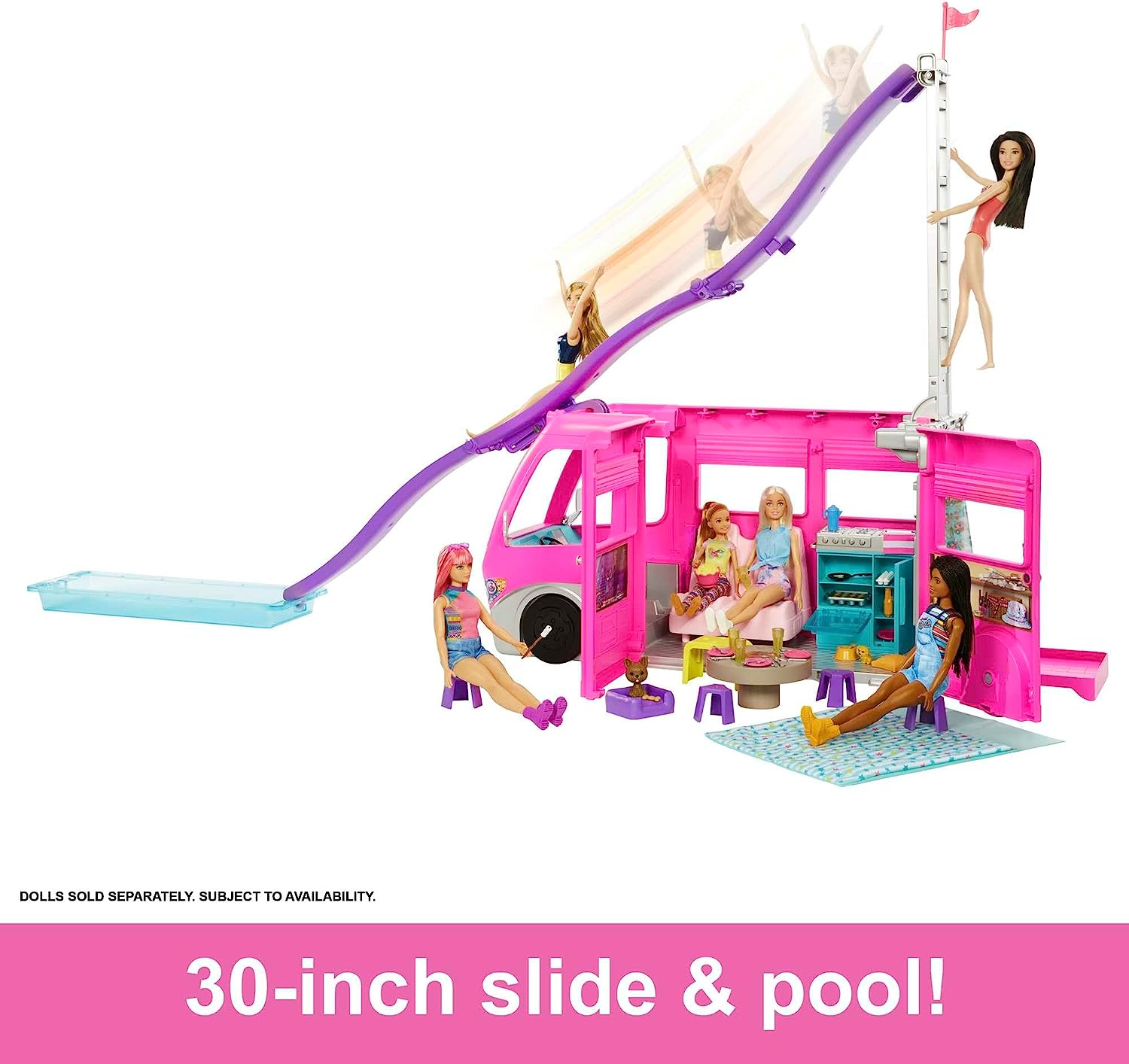 Barbie camper van with 2024 pool