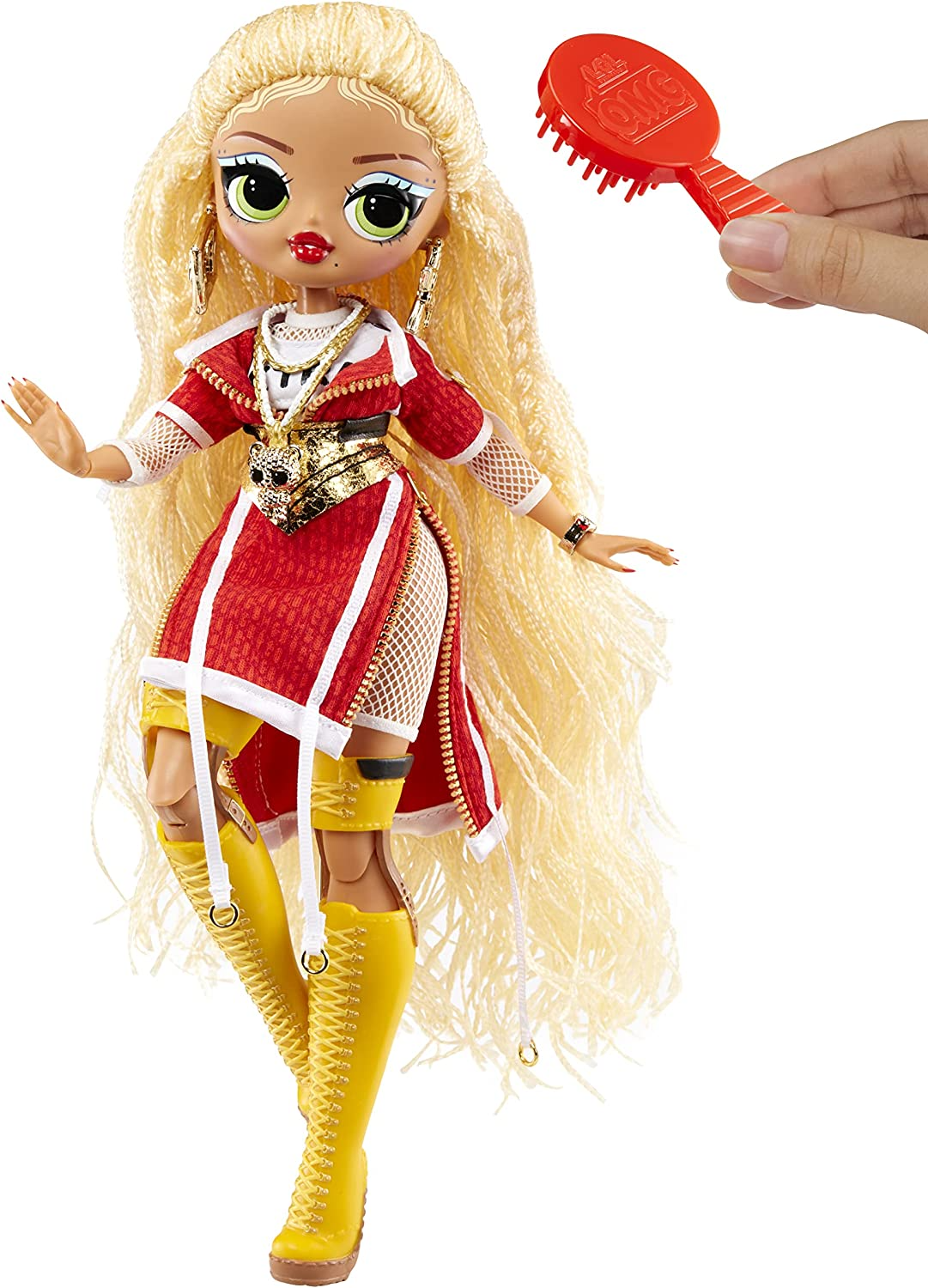 Jajaja ¡Sorpresa! OMG Fierce Fashion Doll - SWAG - Muñeca de moda de 11,5"/29 cm con 15 sorpresas - Incluye trajes de moda, accesorios y soporte para muñecas - Coleccionable - Para niños a partir de 3 años