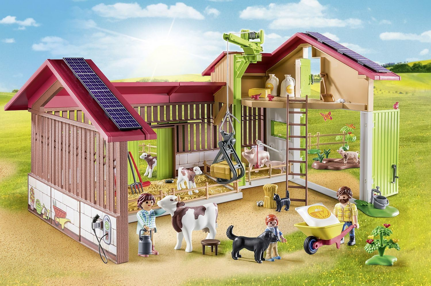 Playmobil 71304 Country Fazenda grande, feita de material sustentável com muitas funções e acessórios, dramatização divertida e imaginativa, conjuntos de jogos adequados para crianças a partir de 4 anos