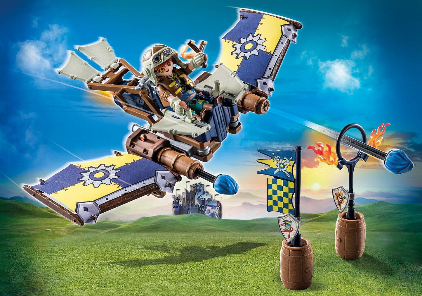 Playmobil 71211 Novelmore - Planador de Dario, planador voador com canhões de ferrolho, castelo medieval e brinquedo de cavaleiros, encenação divertida e imaginativa, conjunto de brinquedos adequado para crianças de 4 anos ou mais