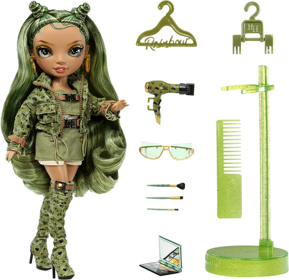 Rainbow High Boneca da moda - OLIVIA WOODS - Boneca verde camuflada - roupa da moda e mais de 10 acessórios coloridos para brincar - para colecionadores e crianças de 4 a 12 anos