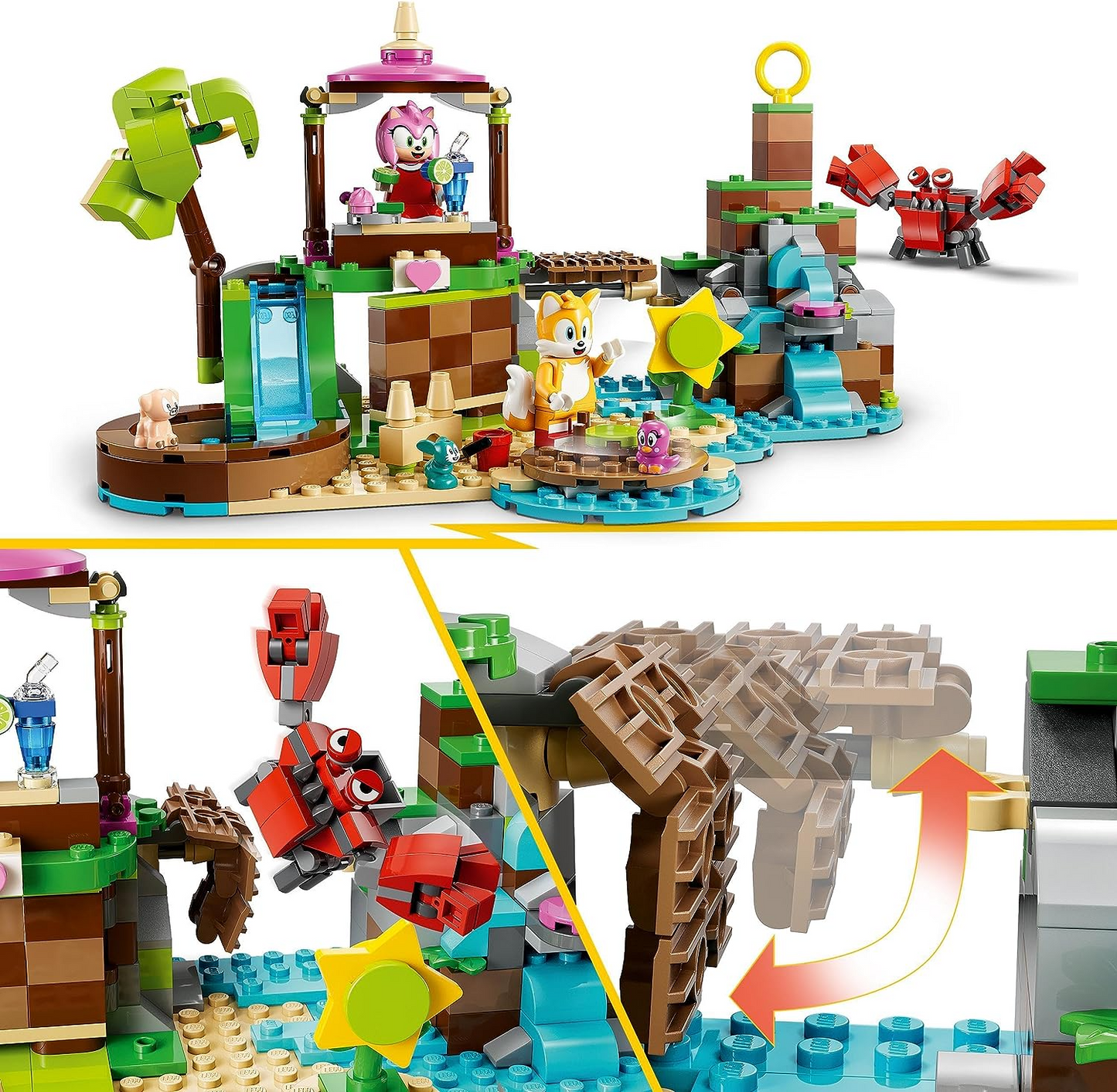 LEGO  76992 Sonic the Hedgehog Amy's Animal Rescue Island Playset, brinquedo montável com 6 personagens, incluindo figuras de Amy e Tails, presentes para crianças, meninos e meninas com mais de 7 anos