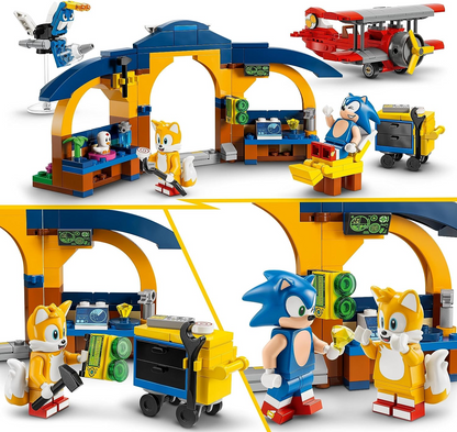 LEGO 76991 Sonic the Hedgehog Tails' Workshop e Tornado Plane Set, jogo de brinquedo montável com brinquedo de avião e 4 figuras de personagens, incluindo Tails, brinquedos para crianças de 6 anos ou mais