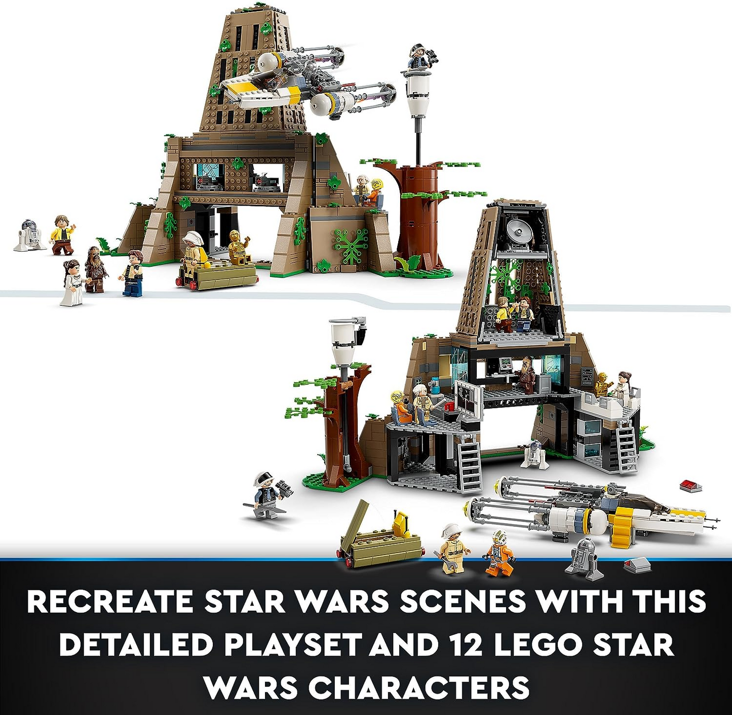 LEGO  75365 Star Wars: A New Hope Yavin 4 Rebel Base Set com 10 Minifiguras incluindo Luke Skywalker, Princesa Leia, Chewbacca, mais 2 Droid Figures, Y-Wing Starfighter e Command Room