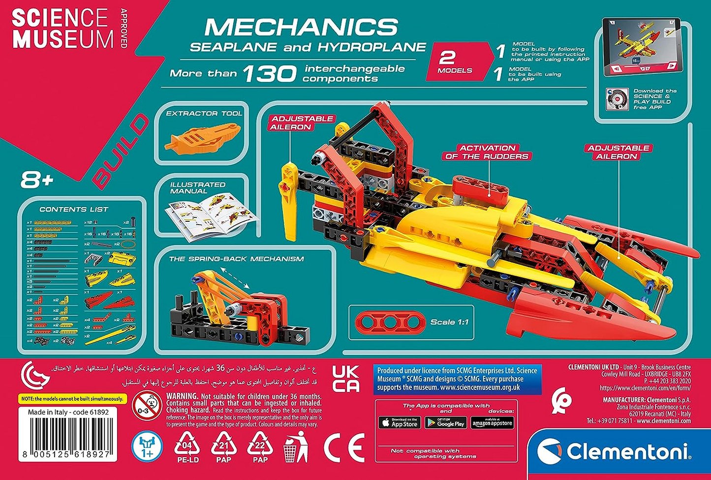 Clementoni 61382 Science Museum Mechanics-Juego de construcción de buggy y cuádruple, kit de ciencia para niños de 8 años, juguetes STEM, versión en inglés, fabricado en Italia, multicolor