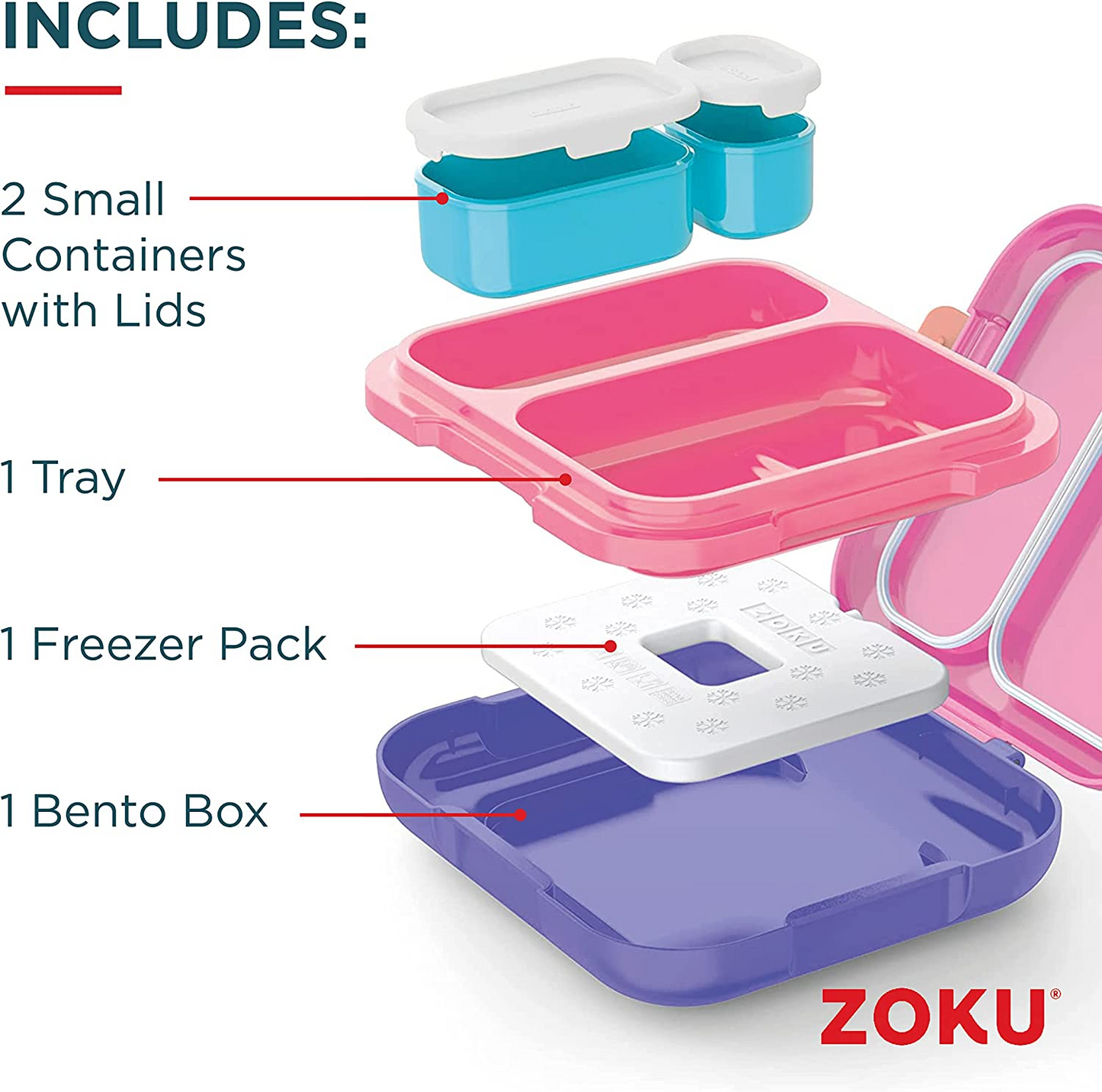 Zoku ZK311-PK Bento Box, Silicone, Puro Bento, Rosa