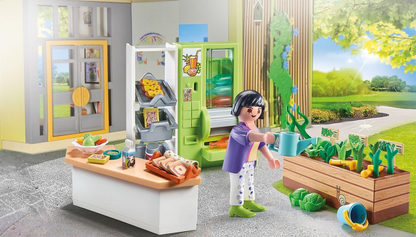 Playmobil 71333 Quiosque de almoço City Life, barraca de venda automática com máquina de garrafas enchíveis, dramatização divertida e imaginativa, conjuntos de jogos adequados para crianças de 4 anos ou mais