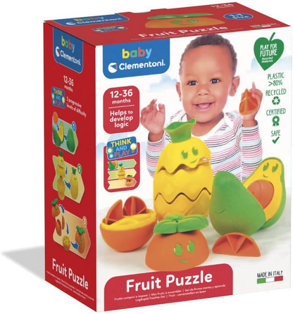 Clementoni 17686 Cesta de frutas Fruit Puzzle-Early, Infant, Activity Toys for 1 Year Olds, Made in Italy, Multicolor, Medio