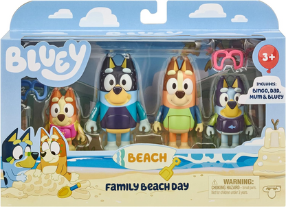 Bluey  17547 Figura do Dia da Família 4PK Praia, Multicolor