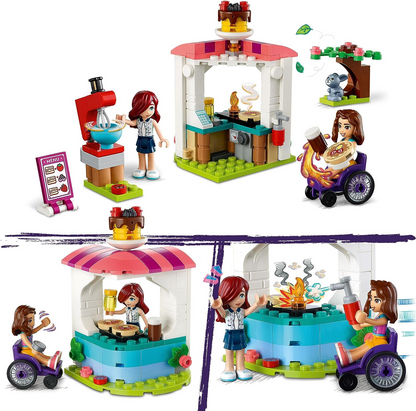 LEGO  41753 Conjunto de café Friends Pancake Shop, brinquedo criativo para meninas, meninos e crianças de 6 anos ou mais com mini bonecas Paisley e Luna, além de boneco de coelhinho, pequeno presente para crianças