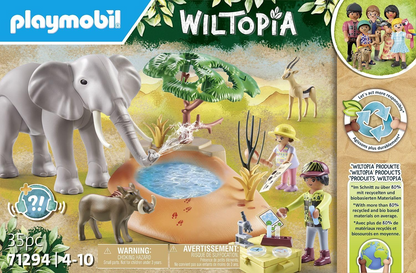 Playmobil 71294 Wiltopia Elefante no Waterhole, safári emocionante com efeito de aprendizagem de animais, brinquedo educativo, dramatização sustentável e divertida e imaginativa, conjuntos de jogos adequados para crianças a partir de 4 anos