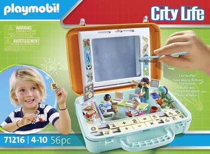 Playmobil 71216 City Life Take Along School Sala de aula, estojo de aprendizagem para crianças de 4 anos ou