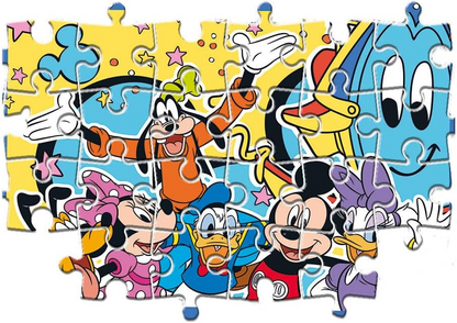 Clementoni 24791 2x20pcs Supercolor Disney Mickey-2 x 20 peças de quebra-cabeça para crianças de 3 anos, multicolorido, médio