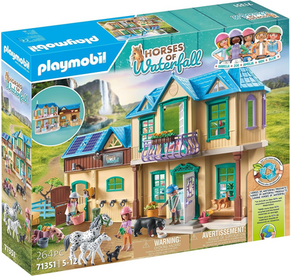 Playmobil 71351 Horses of Waterfall - Waterfall Ranch, paraíso mágico de cachoeira para amantes de cavalos, encenação divertida e imaginativa, conjuntos de jogos sustentáveis adequados para crianças de 5 anos ou mais