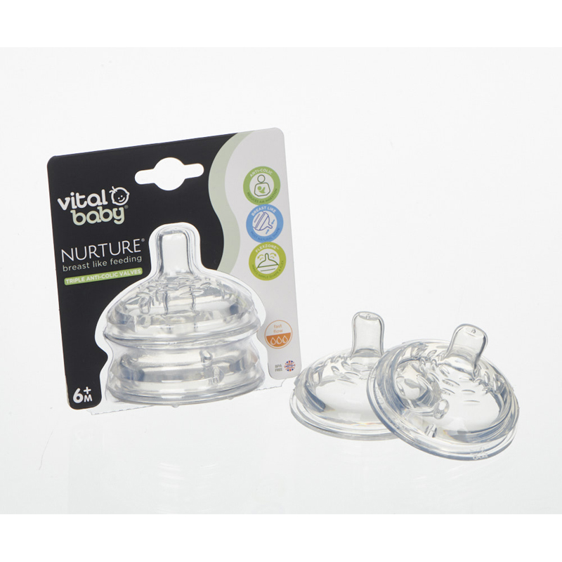 Vital Baby Tetina de amamentação NURTURE de fluxo rápido 2Pk