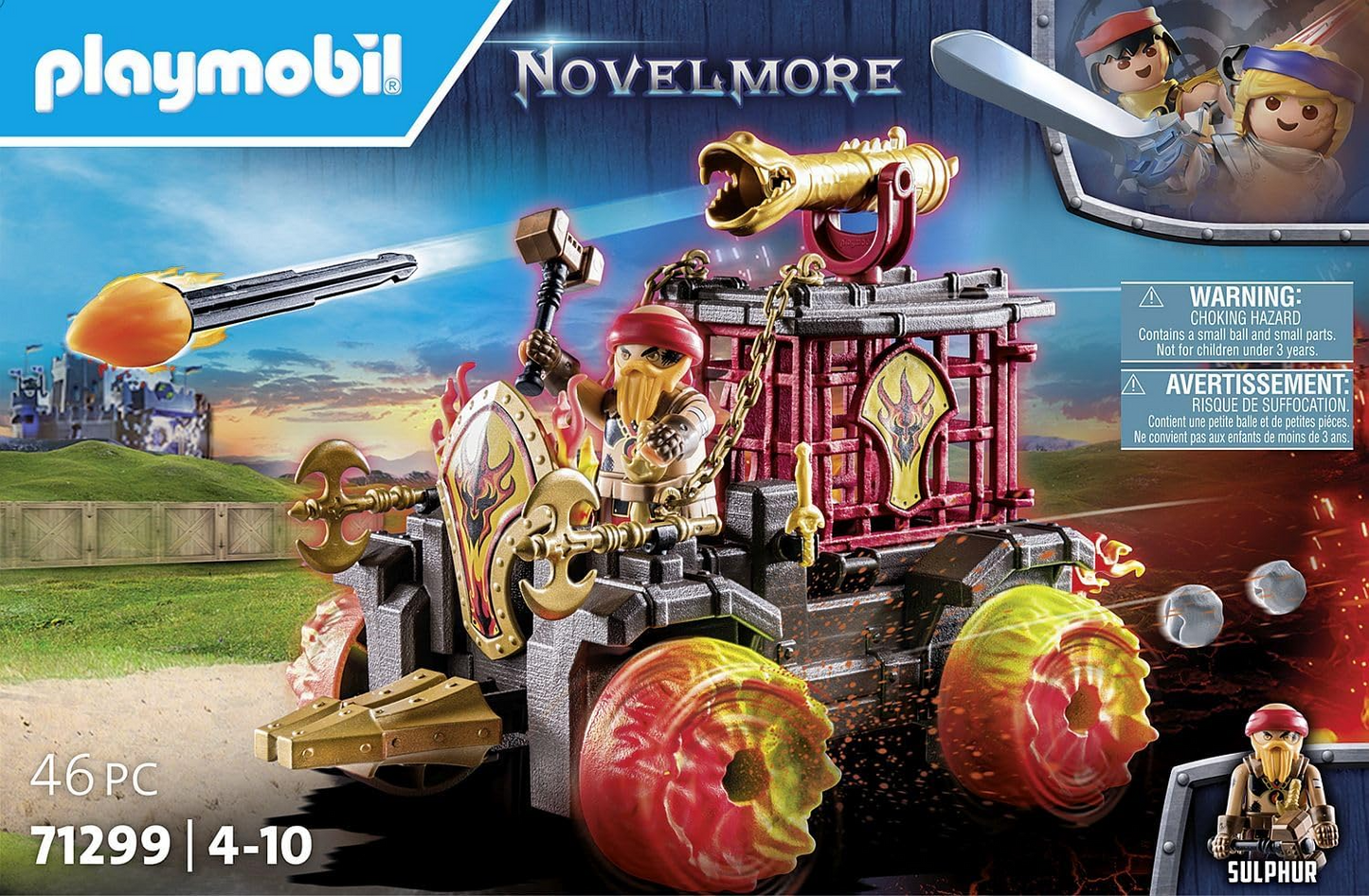 Playmobil  71299 Novelmore - Aríete de Burnham Raider, batalha entre Burnham Raider e Novelmore, castelo medieval, brinquedo de cavaleiros, dramatização divertida e imaginativa, conjunto de jogos adequado para crianças de 4 anos ou mais