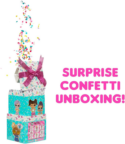 Jajaja ¡Sorpresa! Confetti Pop Birthday Sisters - Muñecas Lil Sister coleccionables de edición limitada con 10 sorpresas en caja de regalo - Incluye moda y accesorios - Gran regalo para niñas a partir de 4 años