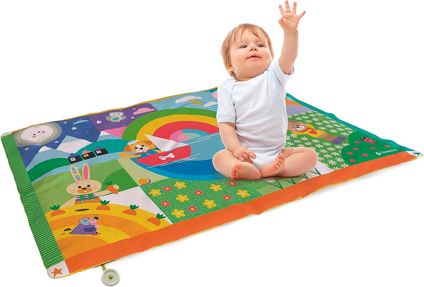 Clementoni 17802 Friends Play Mat, Playmate, Baby Tummy Time, Toddler 0 Meses, Early Years, Infant, New Born Soft Toys Gift, 100% Lavável, Multi-Color