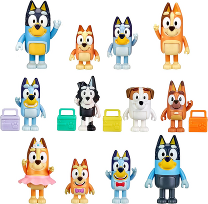 Bluey Pacote de 4 colegas de escola; Figuras de ação colecionáveis oficiais do Bluey de 2,5 a 3 polegadas, incluindo Jack, Pretzel e Mackenzie com seus próprios acessórios para lancheira