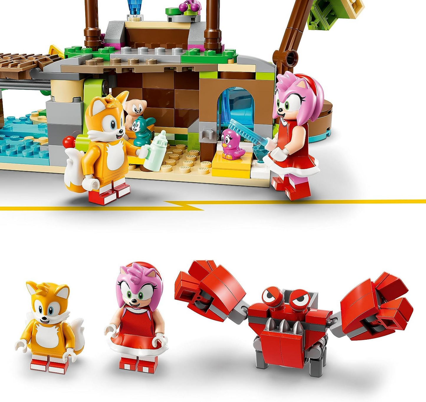 LEGO  76992 Sonic the Hedgehog Amy's Animal Rescue Island Playset, brinquedo montável com 6 personagens, incluindo figuras de Amy e Tails, presentes para crianças, meninos e meninas com mais de 7 anos