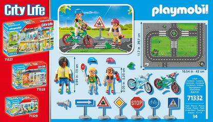 Playmobil  71332 City Life Educação sobre trânsito, percurso de bicicleta, sinais de trânsito para crianças de 4 anos ou mais