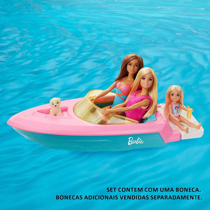 Juego de muñeca Barbie y barco con perro, chaleco salvavidas y accesorios, se adapta a 3 muñecas y flota en el agua, regalo para niños de 3 a 7 años - GRG30