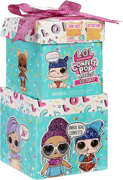 Jajaja ¡Sorpresa! Birthday Pop - Muñeca coleccionable de edición limitada con 8 sorpresas de confeti en caja de regalo - Incluye sorpresa de agua y confeti Pop Birthday Sisters LOL Surprise