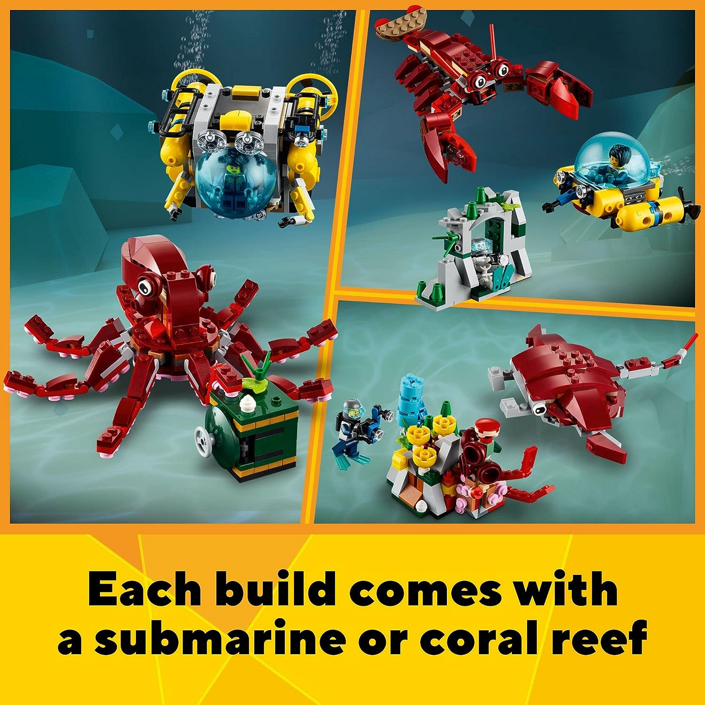 LEGO Conjunto de brinquedos de construção 3 em 1 Sunken Treasure Mission 31130 para crianças, meninos e meninas com mais de 8 anos (522 peças)