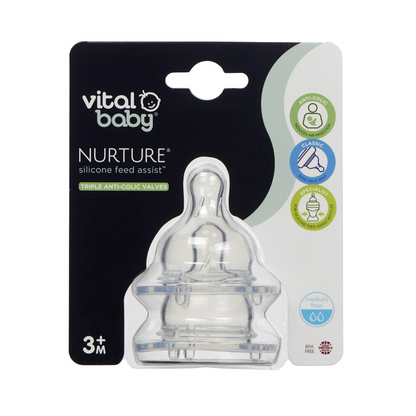 Vital Baby NURTURE Tetina Auxiliar de Alimentación Silicona Flujo Medio 2 unidades