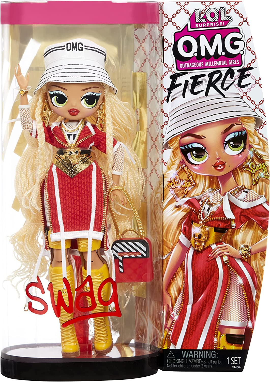 L.O.L. Surprise!  Boneca da moda OMG Fierce - SWAG - Boneca da moda de 11,5"/29 cm com 15 surpresas - incluindo trajes da moda, acessórios e suporte de boneca - colecionável - para crianças a partir de 3 anos