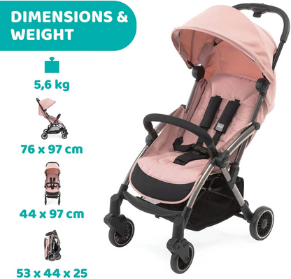 Chicco  Carrinho Cheerio Funcional e Compacto Adequado desde o Nascimento até 15kg Rosa