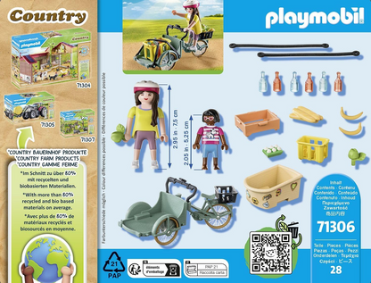 Playmobil 71306 Country Cargo Bike, transporte prático e ecológico e aventuras emocionantes, dramatização divertida e imaginativa, conjuntos de jogos adequados para crianças a partir de 4 anos