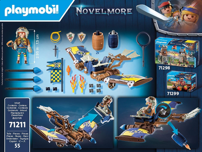 Playmobil 71211 Novelmore - Planador de Dario, planador voador com canhões de ferrolho, castelo medieval e brinquedo de cavaleiros, encenação divertida e imaginativa, conjunto de brinquedos adequado para crianças de 4 anos ou mais