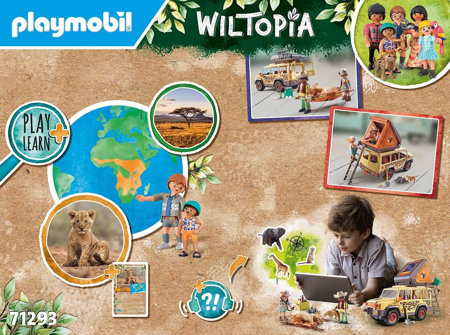 Playmobil  71293 Veículo todo-o-terreno de resgate Wiltopia, conjunto de animais aventureiros, brinquedo educativo feito de material sustentável, encenação divertida e imaginativa, conjuntos de jogos adequados para crianças a partir de 4 anos