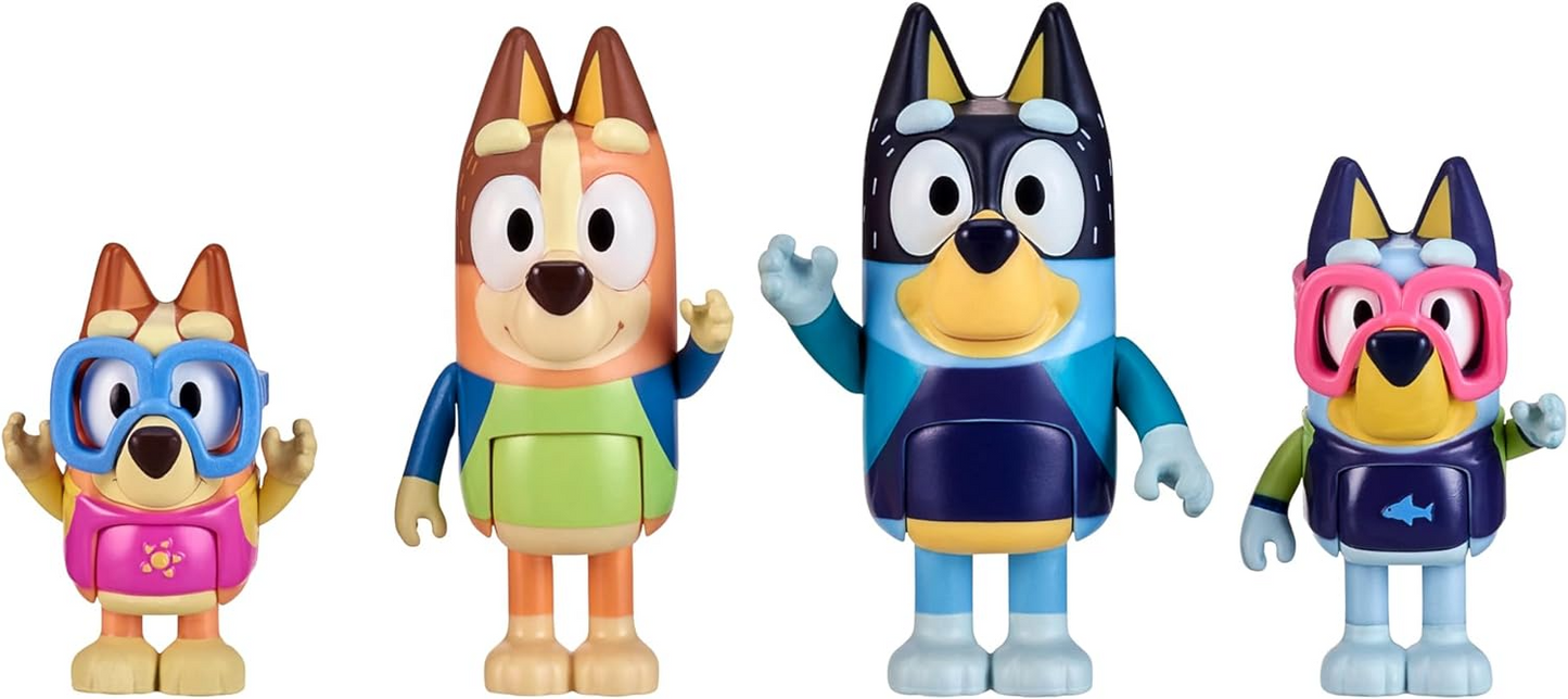 Bluey  17547 Figura do Dia da Família 4PK Praia, Multicolor