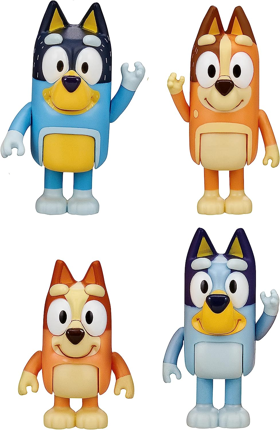 Bluey  Bluey and Family: Bingo, Bandit and Chilli Pacote de 4 figuras Figuras de ação de personagens articulados Brinquedo colecionável oficial de 2,5 polegadas